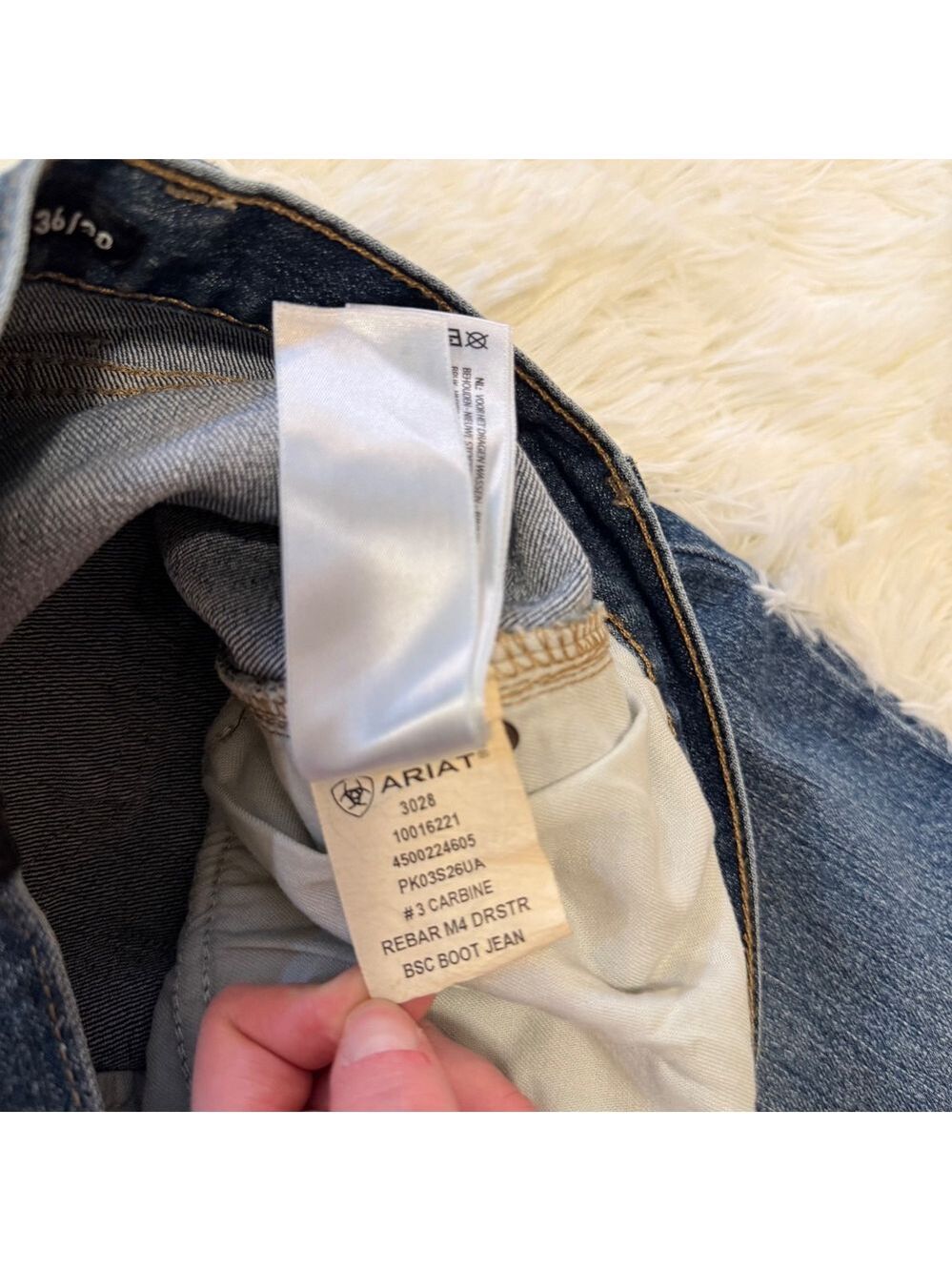 Ariat Rebar M4 Relaxed Boot Cut Workwear Jeans Mens 36x30 Medium Wash Blue Denim - Picture 5 of 6